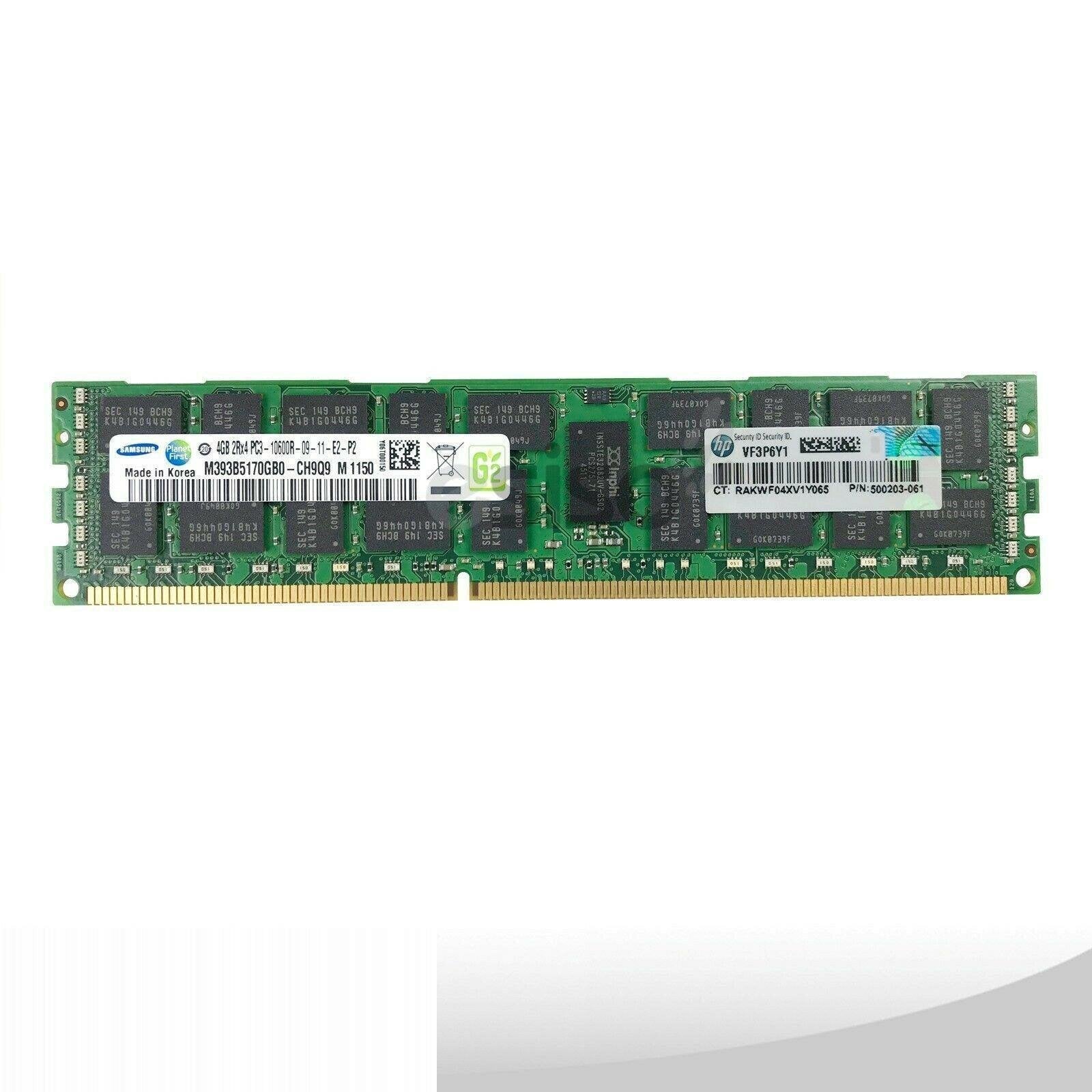 501534-001 HPE 4GB (1x4GB) 2RX4 PC3-10600R MEMORY MODULE FOR G7 & G6 - AloinfoUSA