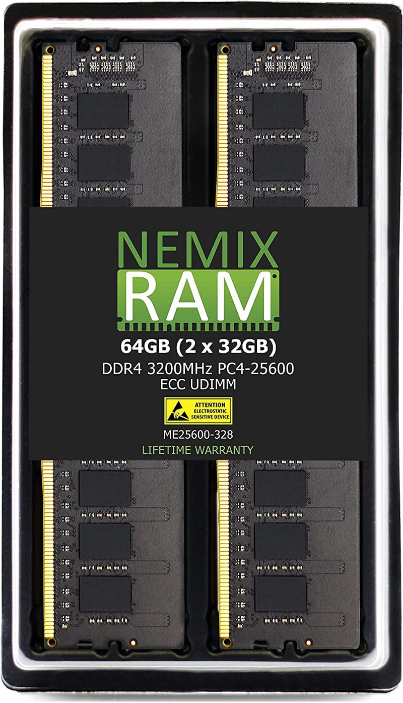 memory NEMIX RAM 64GB 2x32GB DDR4-3200 PC4-25600 2Rx8 ECC Unbuffered Memory - AloTechInfoUSA