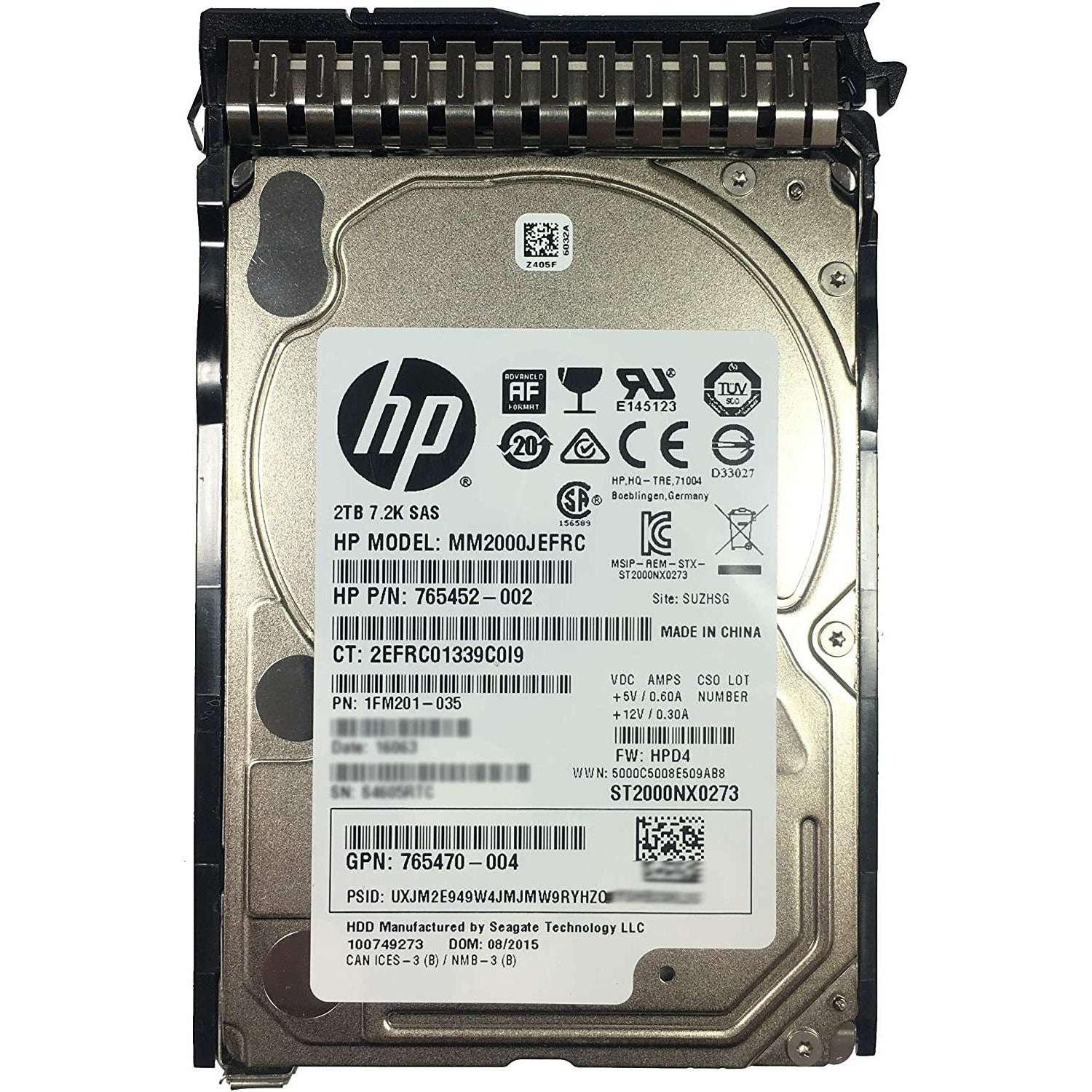 HPE 2TB MM2000JEFRC 765452-002 765470-004 ST2000NX0273 1FM201-035 7.2k RPM SAS 2.5” SFF FW: HPD4 - AloinfoUSA