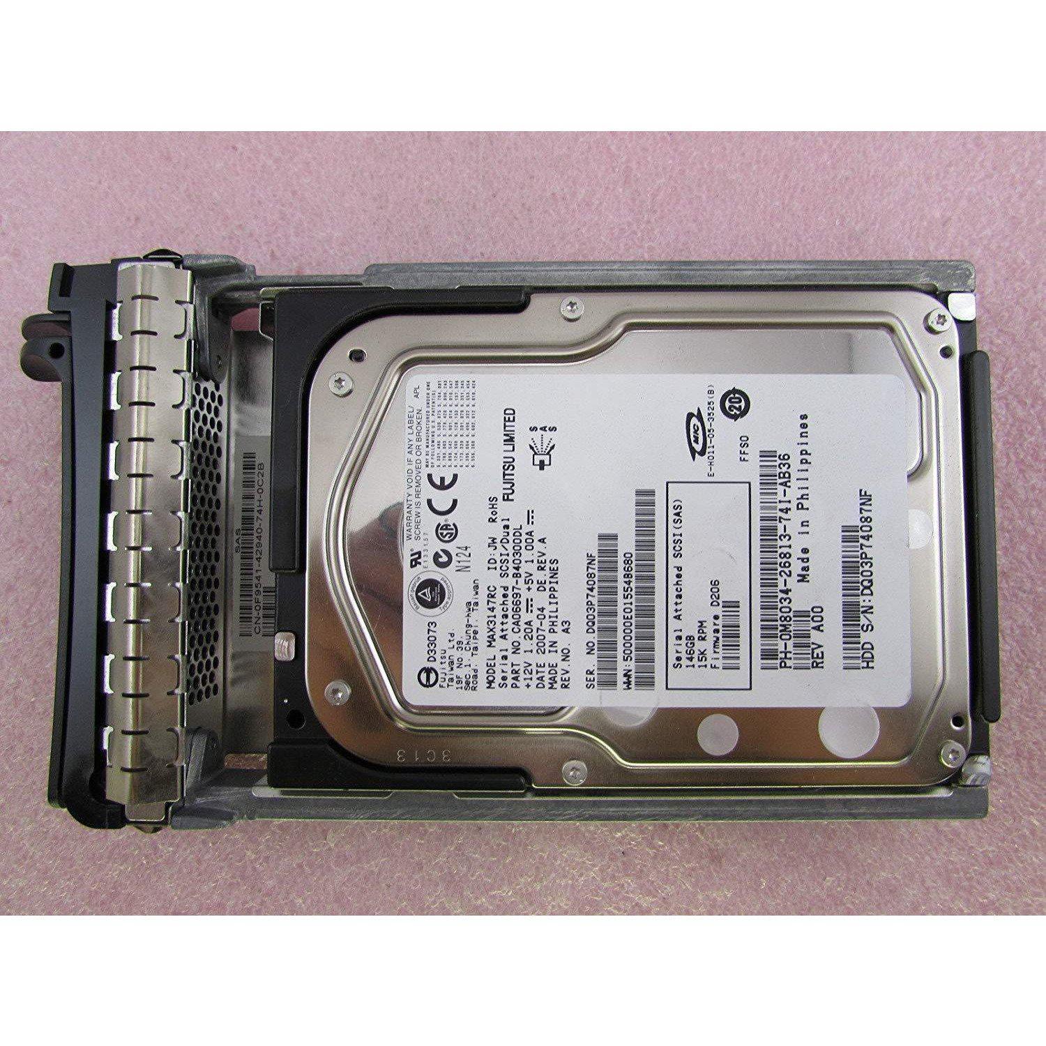 Dell 146GB SAS 15K Hot Swap Hard Drive M8034 Fujitsu MAX3147RC + Tray 0F9541 - AloinfoUSA