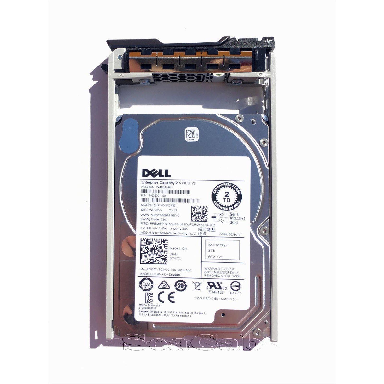 Dell 2TB 7.2K SAS 2.5" Hard Drive for PowerEdge R330 R430 R530 R630 R730 R930 884116252955 - AloinfoUSA