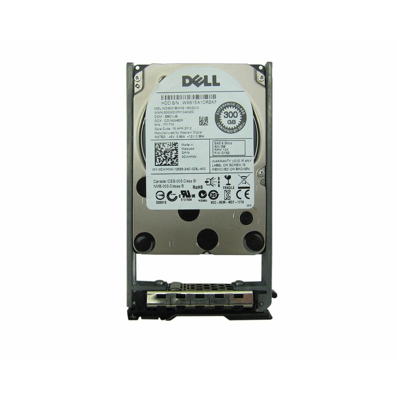 Dell Enterprise 300GB 10K 6Gb/s SAS 2.5" HDD CWHNN with Tray - AloinfoUSA