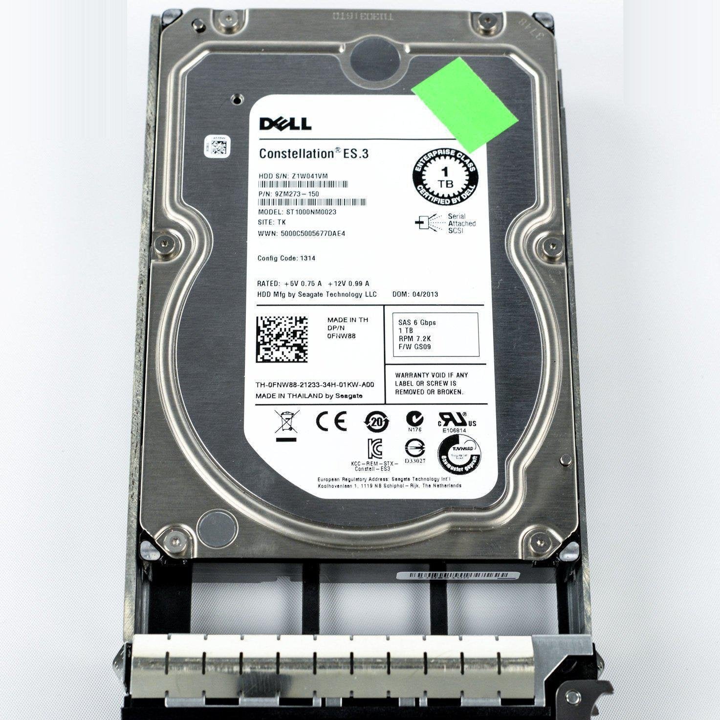 Dell FNW88 1TB 7.2K RPM SAS 3.5 6GB Hard Drive Disco Rigido - AloinfoUSA