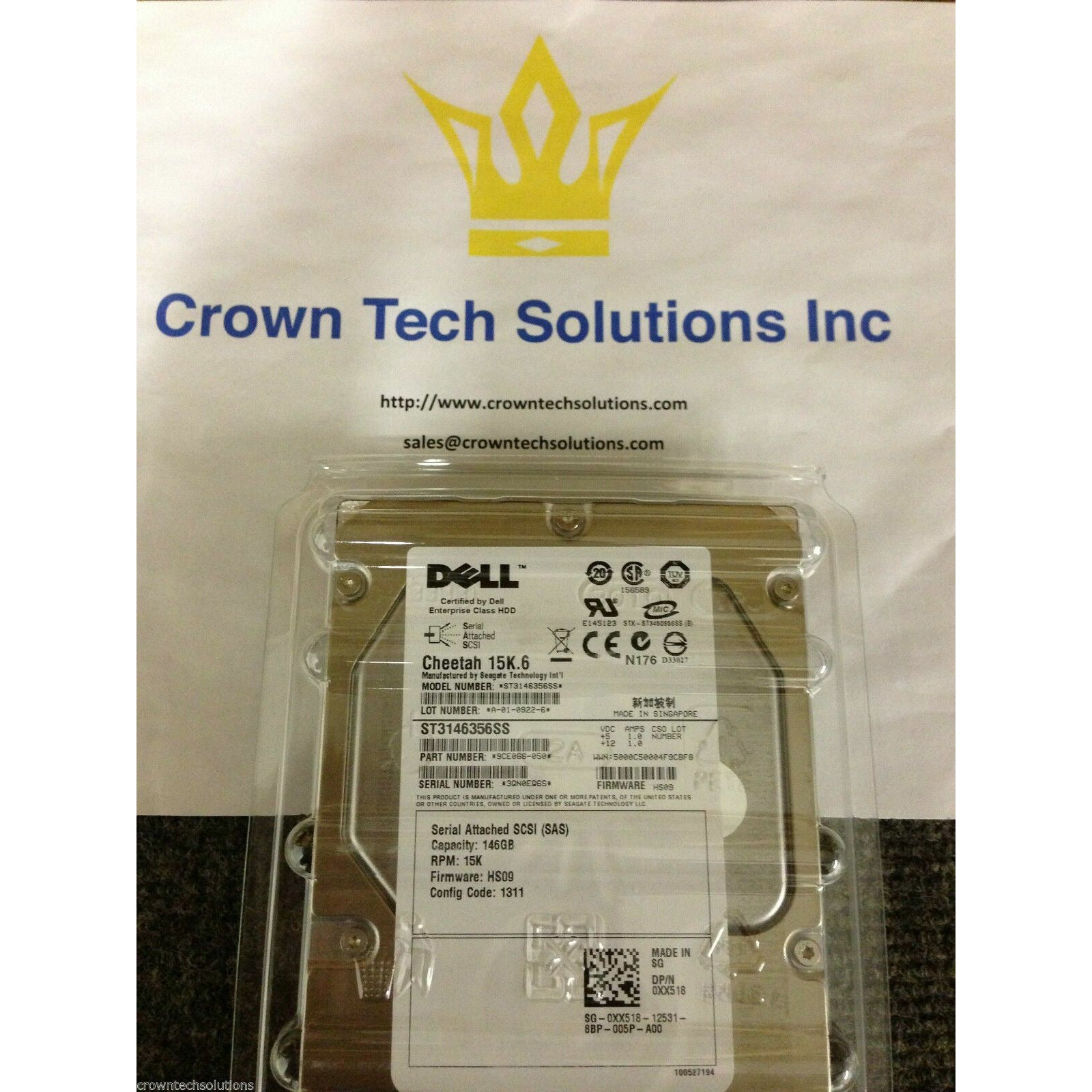 Dell XX518 ST3146356SS 9CE066-050 146GB 15K 3.5" SAS Poweredge 1950 2950 2900 - AloinfoUSA