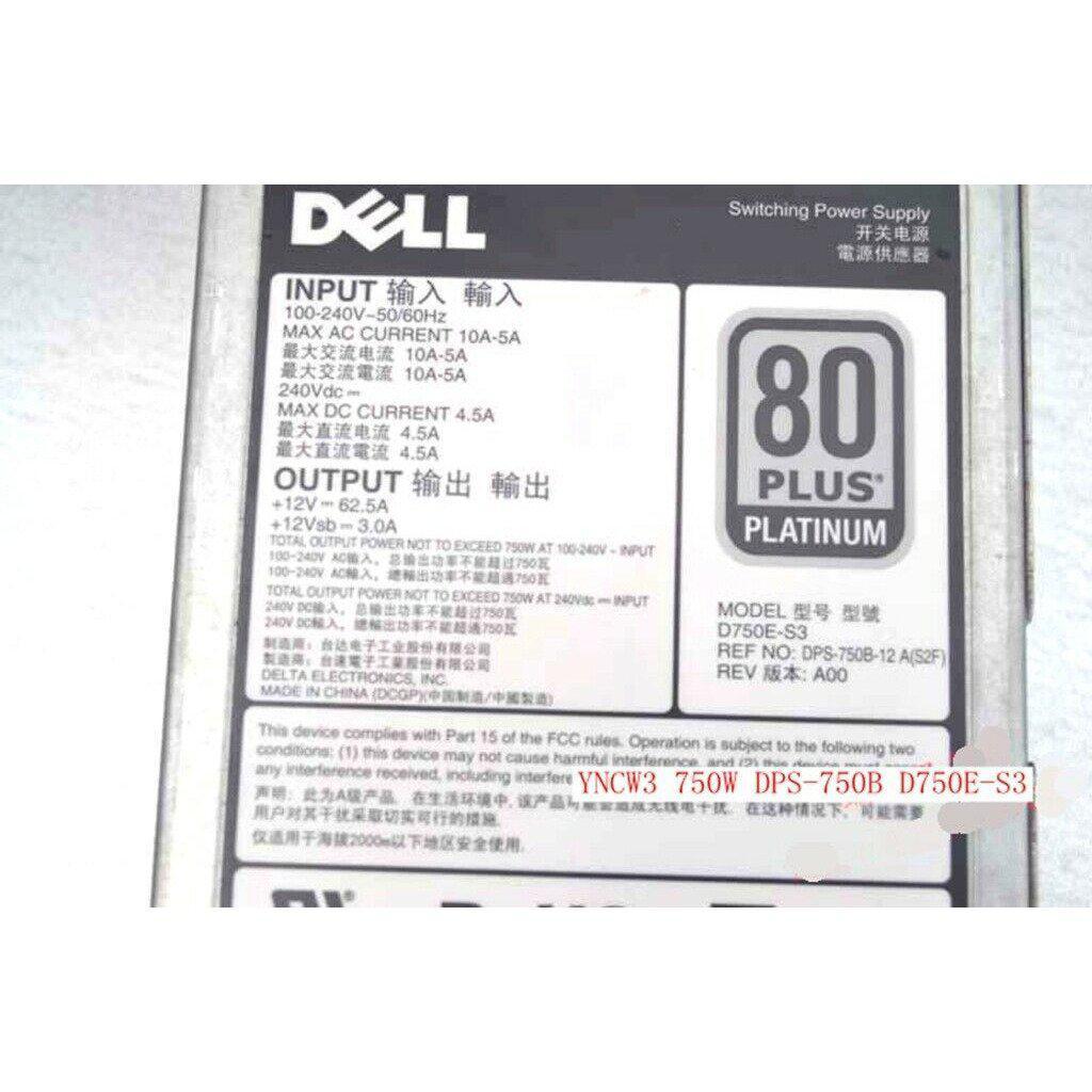 DELL YNCW3 750W DPS-750B D750E-S3 Server DC Power Supply 750W #XH 819954855686 - AloinfoUSA