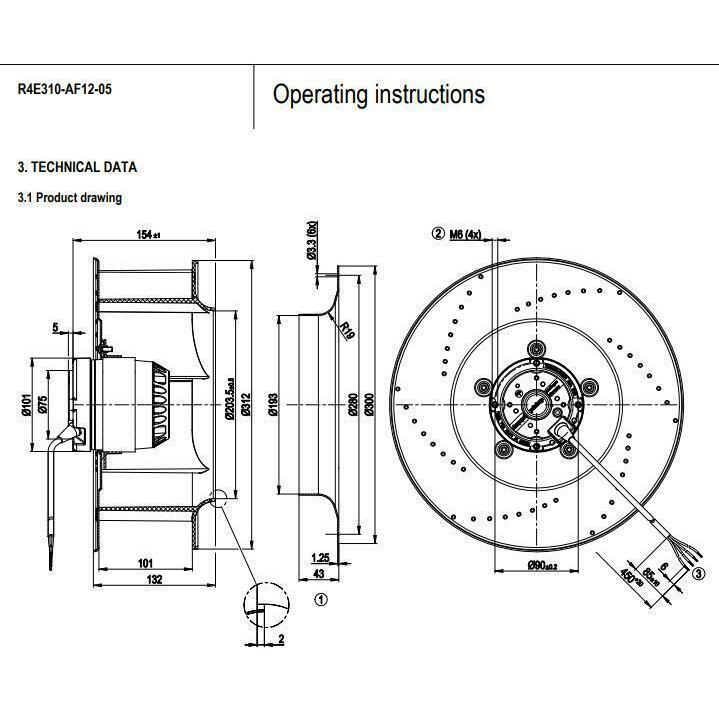 Ebmpapst R4E310-AF12-05 centrifugal fan 0.67A AC230V 150W ABB inverter fan - AloinfoUSA