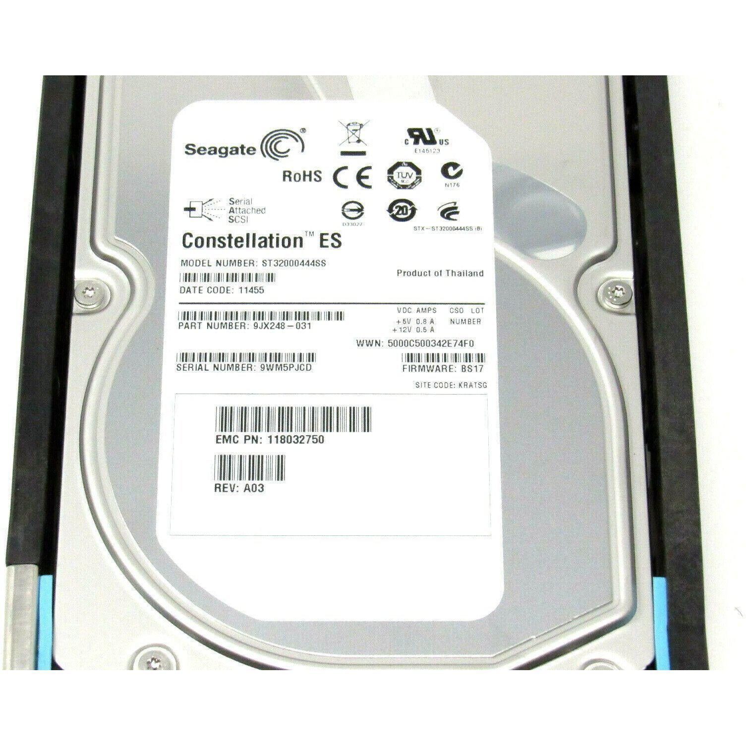 EMC VNX VNXe 005049277 2TB 7.2K SAS 6GBPS 3.5” 005049449 005050140 w/tray - AloinfoUSA