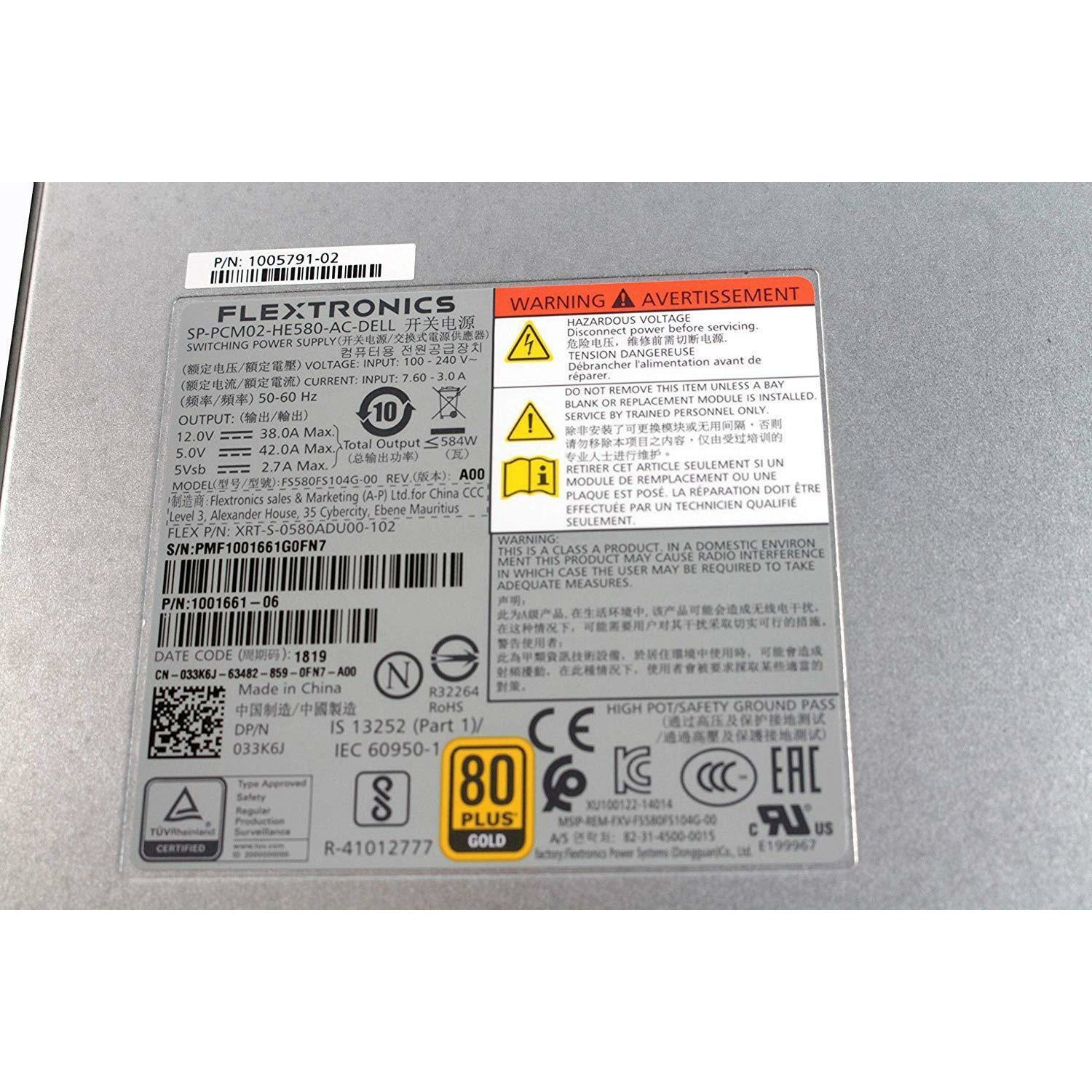 Flextronics 584W Switching Power Supply SP-PCM02-HE580-AC 33K6J CN-033K6J by EbidDealz - AloinfoUSA