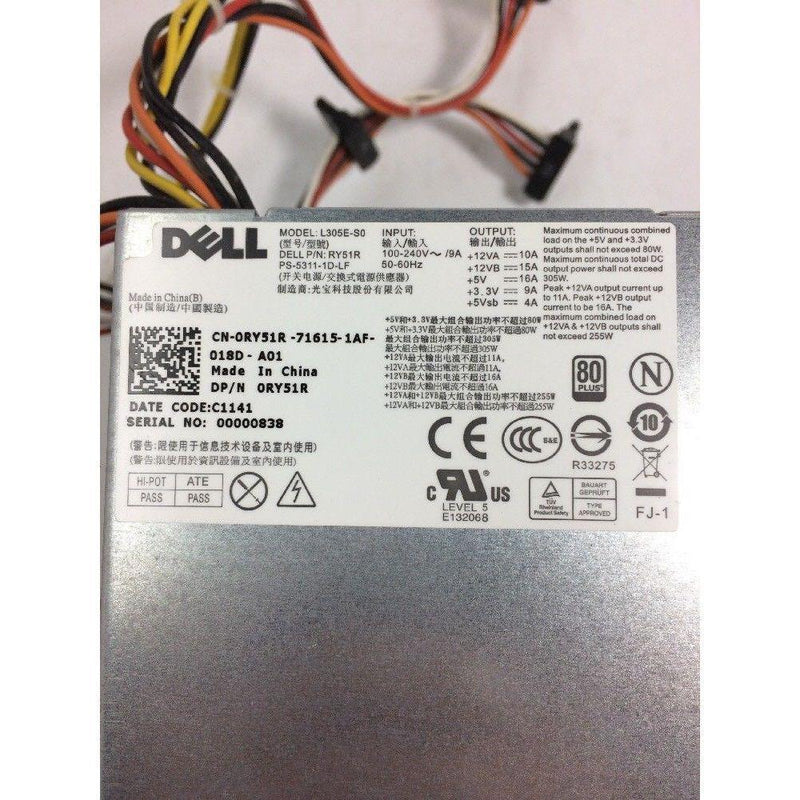 Fonte Dell PowerEdge T110 II 305W Power Supply L305E-S0 RY51R PS-5311-1D-LF L305E-SO-FoxTI