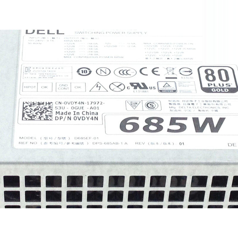 Genuine Dell Precision 685W Power Supply D685EF-01 CN-0CYP9P CYP9P 0VDY4N VDY4N 0vdy4n d685ef-01 dps-685ab-1 a 745373112638-FoxTI
