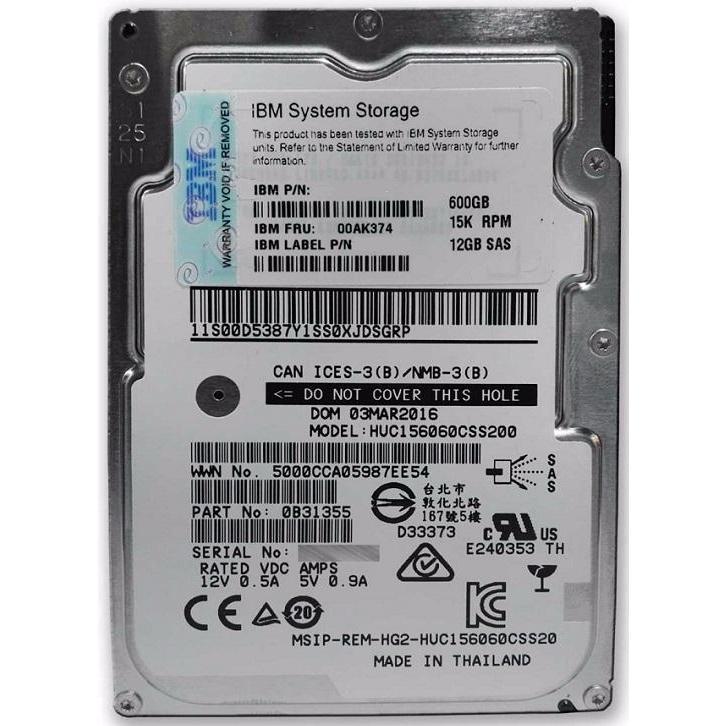 HD 600GB SAS 15k RPM 2.5" 12G para IBM Storewize 00AK374-FoxTI