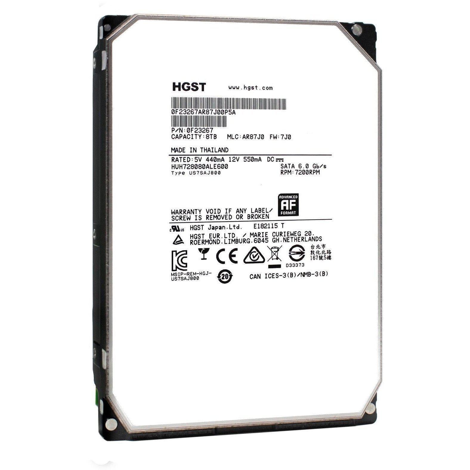 HGST Ultrastar He8 HUH728080ALE600 0F23267 8TB 7.2K SATA 6Gb/s 3.5" 128MB HDD - AloinfoUSA