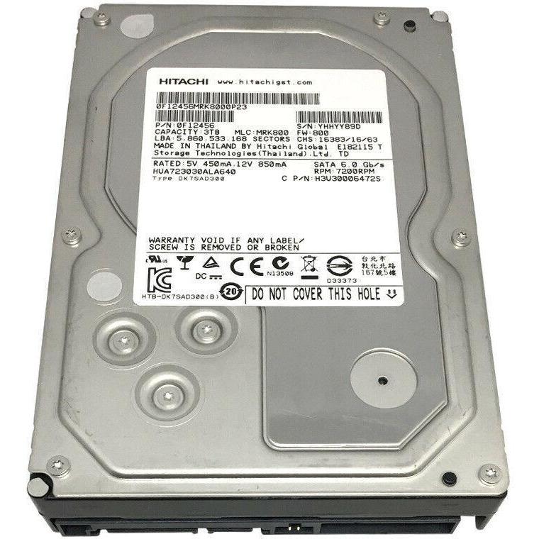 Hitachi Ultrastar HUA723030ALA640 3TB 7200 RPM 64MB SATA 6.0Gb/s 3.5" Hard Drive 829686001787 - AloinfoUSA