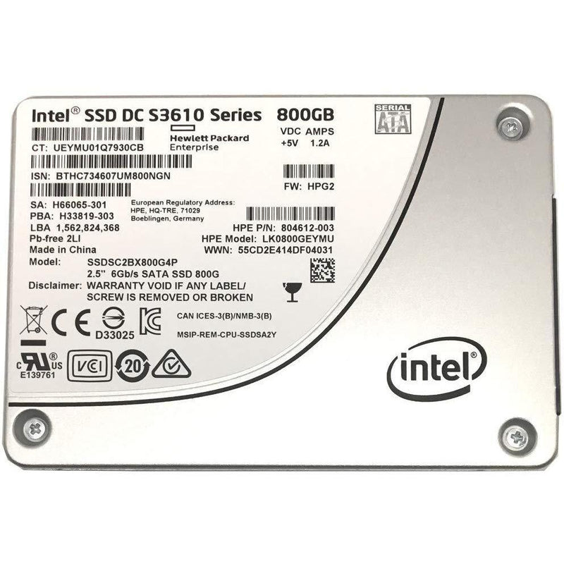 HP 804612-003 Intel DC S3610 Series 800GB 2.5-inch 7mm SATA III MLC (6.0Gb/s) Internal Solid State Drive (SSD) SSDSC2BX800G4P-FoxTI