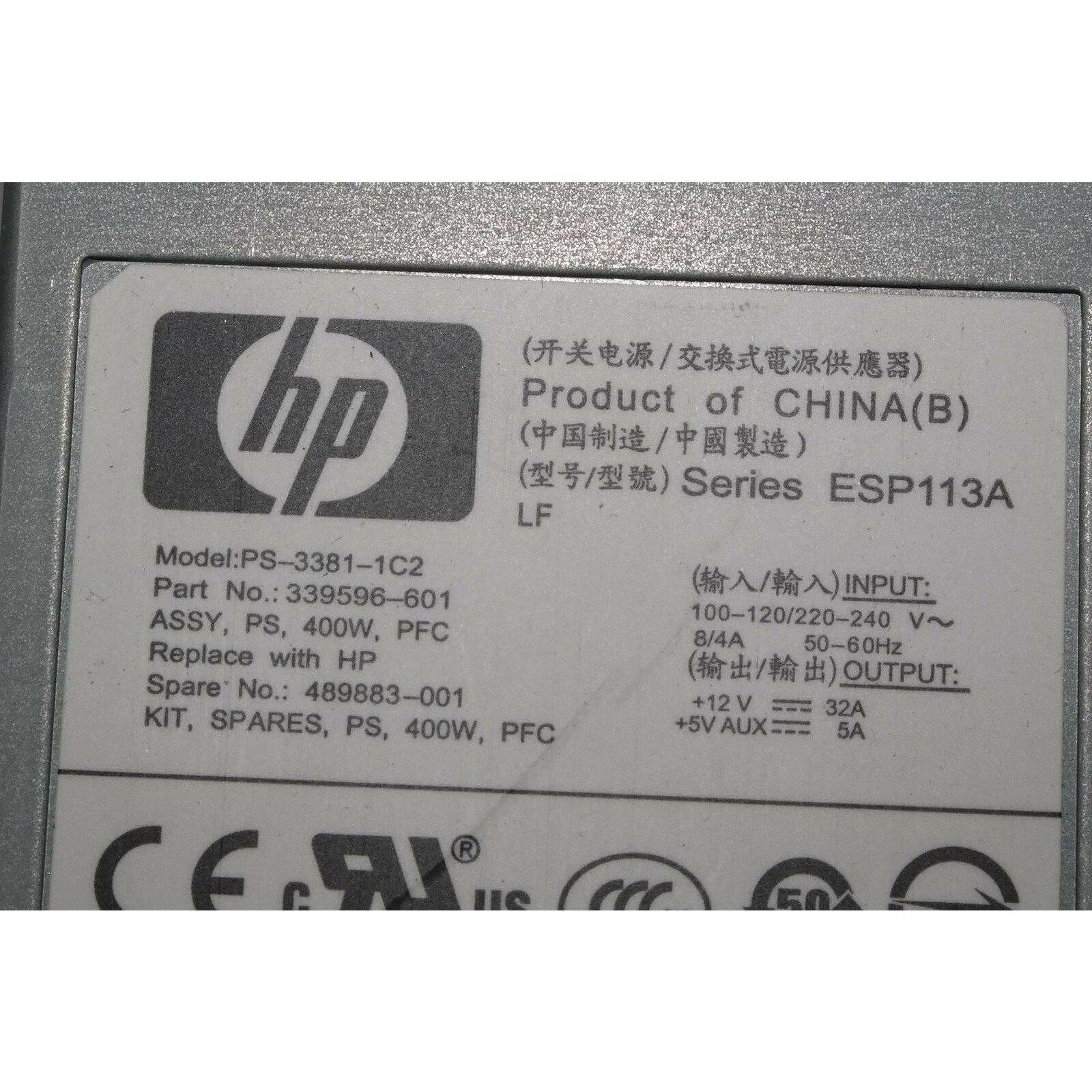 HP POWER SUPPLY 339596-601 PS-3381-1C2 EVA 6400 EVA 8400 ESP113A 489883-001 400W - AloinfoUSA