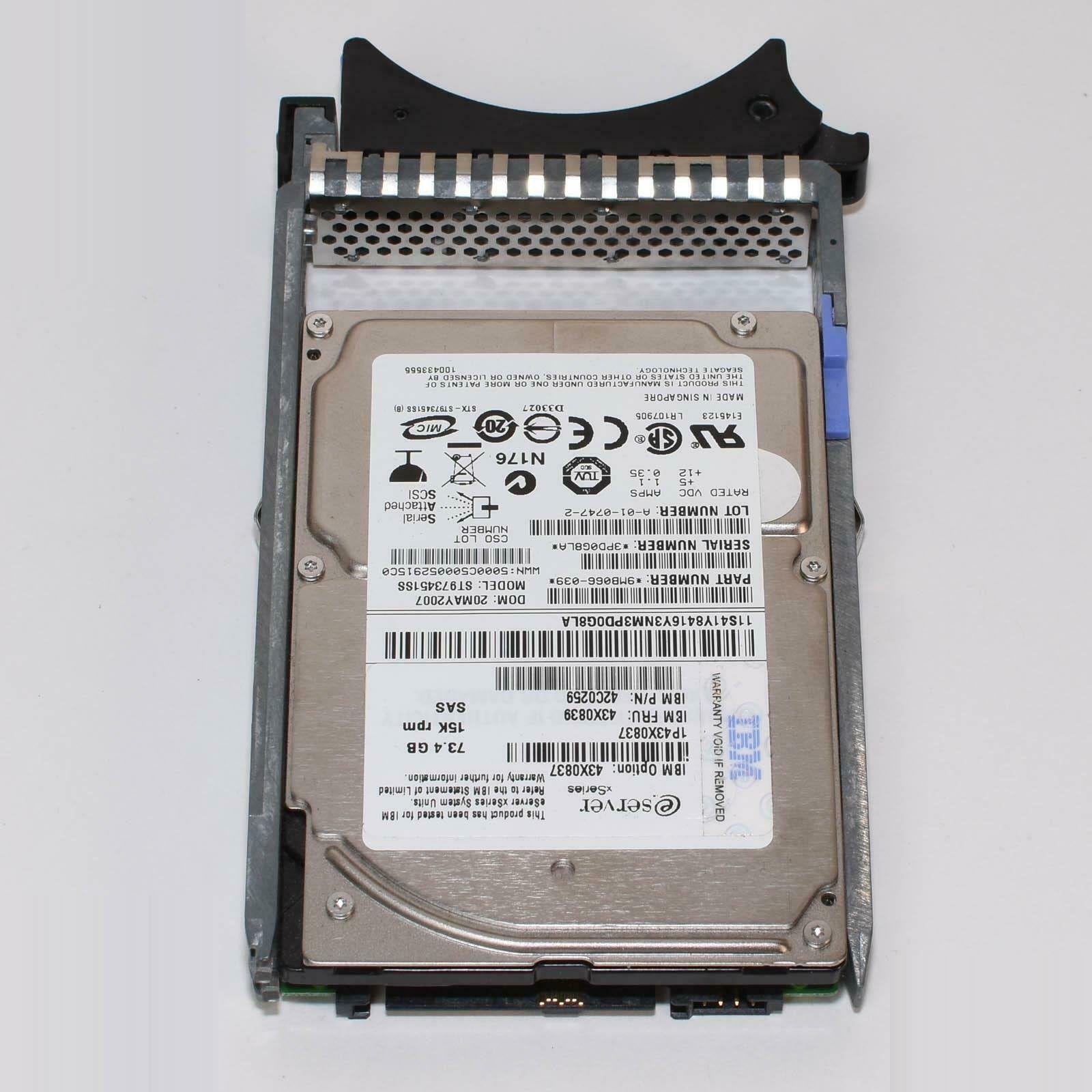 IBM 43X0839 73.4GB 15K 3.5" SAS 3Gbps Savvio 15K.1 ST973451SS 43X0837 42C0259 102645870274 - AloinfoUSA