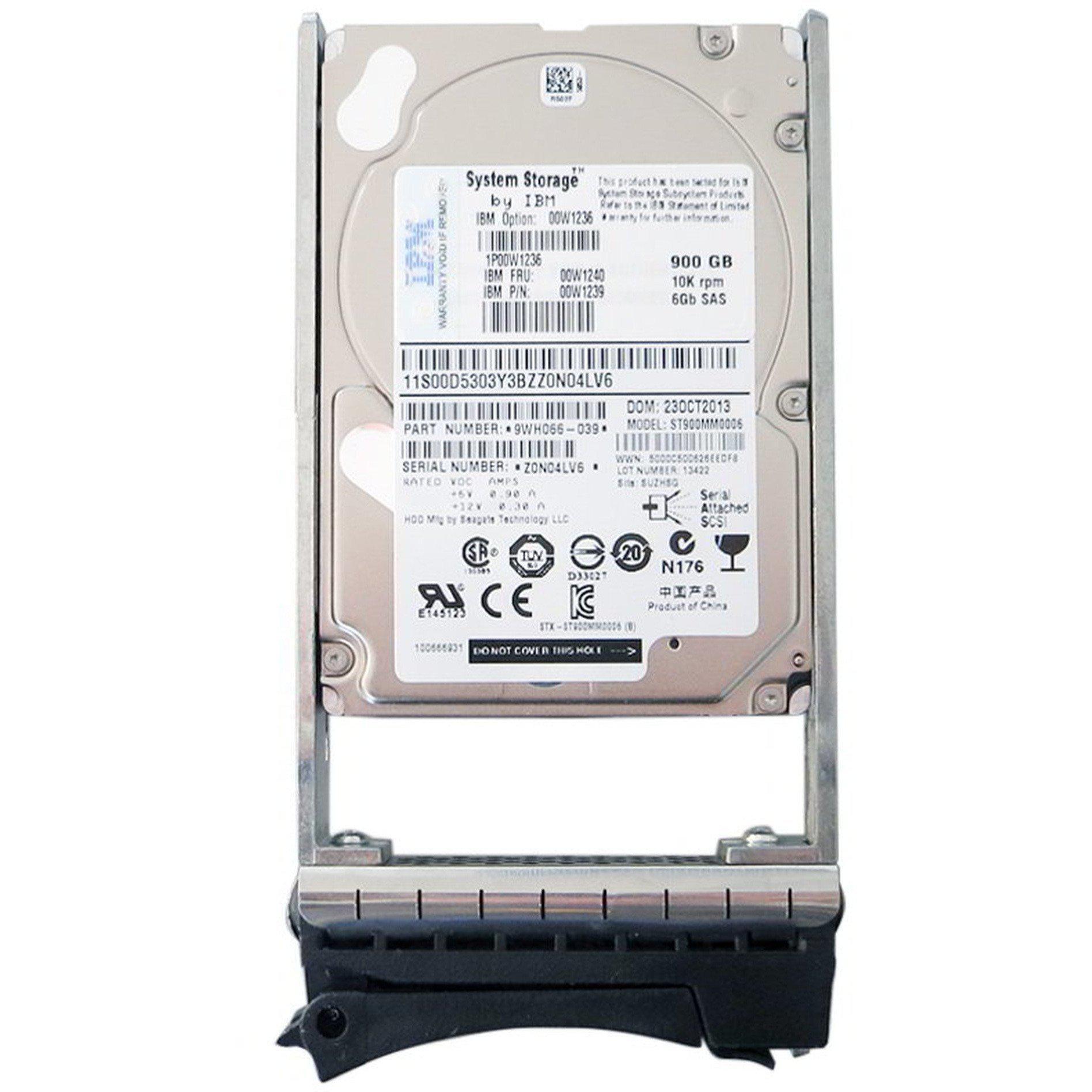 IBM 900GB SAS 6Gbps 10K RPM 2.5" Hard Drive 00W1236 00W1240 00W1239 DS3524  883436308694 - AloinfoUSA