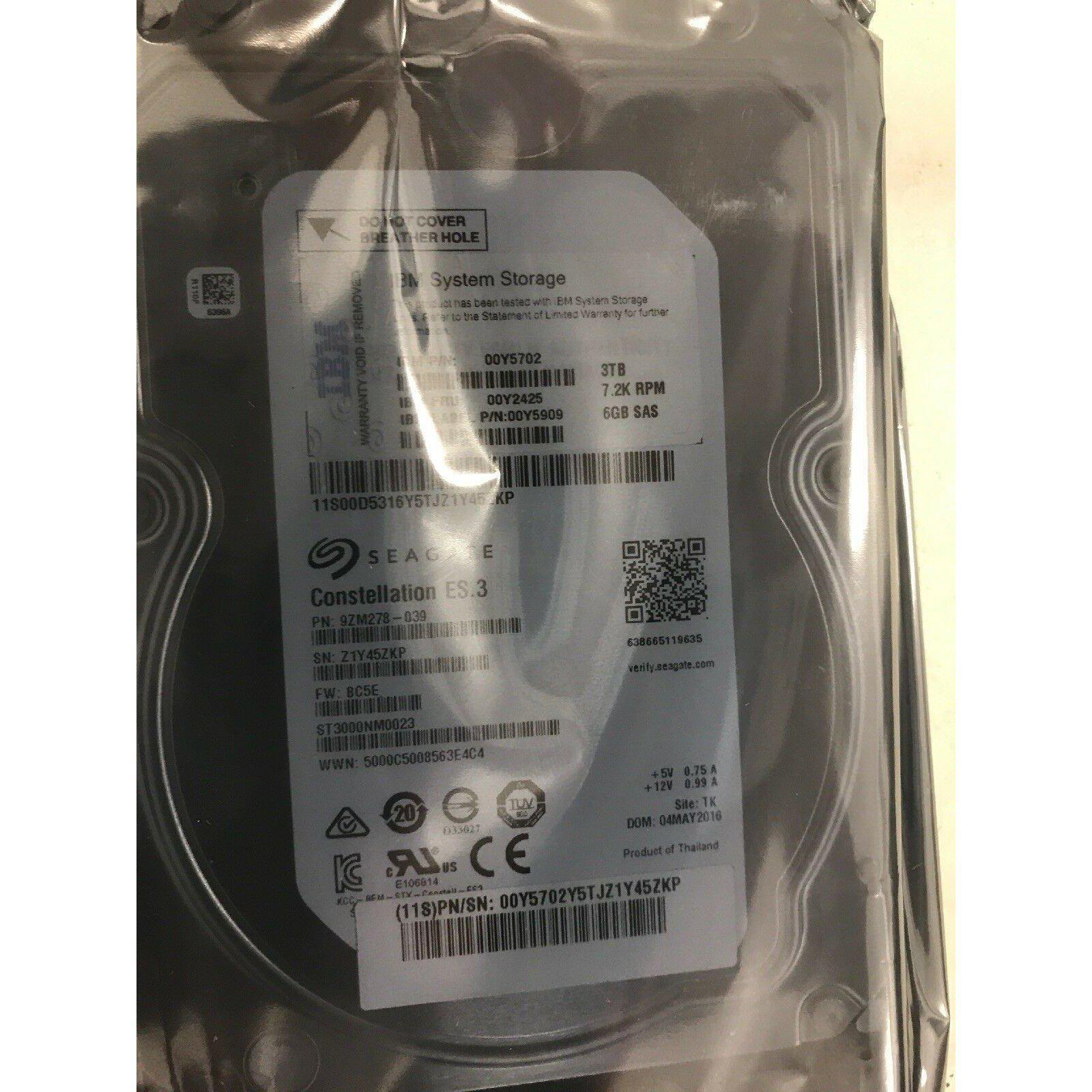 Lenovo 3TB HDD 7.2K 6GB SAS  3.5" 00MJ127  Hot-swap V3700 883436605755 - AloinfoUSA
