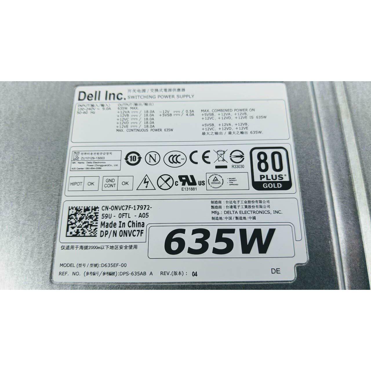 NVC7F - PSU 635W Switching Hot Swap Delta D635EF-00 Precision Workstation T3500 659663188084 - AloinfoUSA