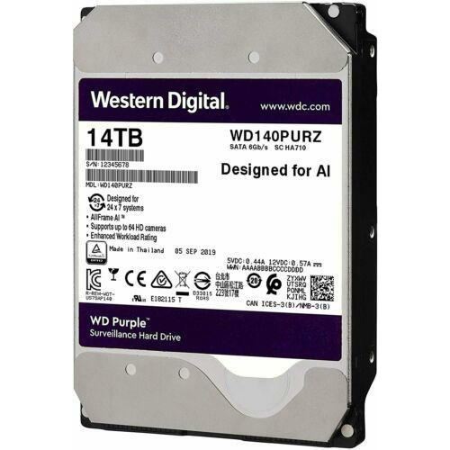  WD Purple 14TB Surveillance 7200 RPM SATA III 512MB 3.5" Internal HDD WD140PURZ - MFerraz Tecnologia