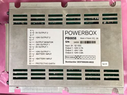 POWERBOX PB0858 Bombardier 3EST000200 8022 Power Supply Input 24-52 VDC Output - AloTechInfoUSA
