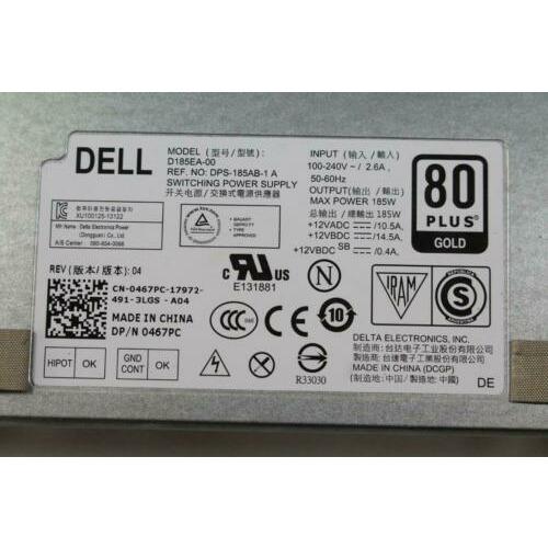 Fonte Dell AIO Inspiron 23 5348 OptiPlex 9030 D185EA-00 185W Power Supply DELL 0467pc dps-185ab-1 a 0jt4d5 - MFerraz Tecnologia
