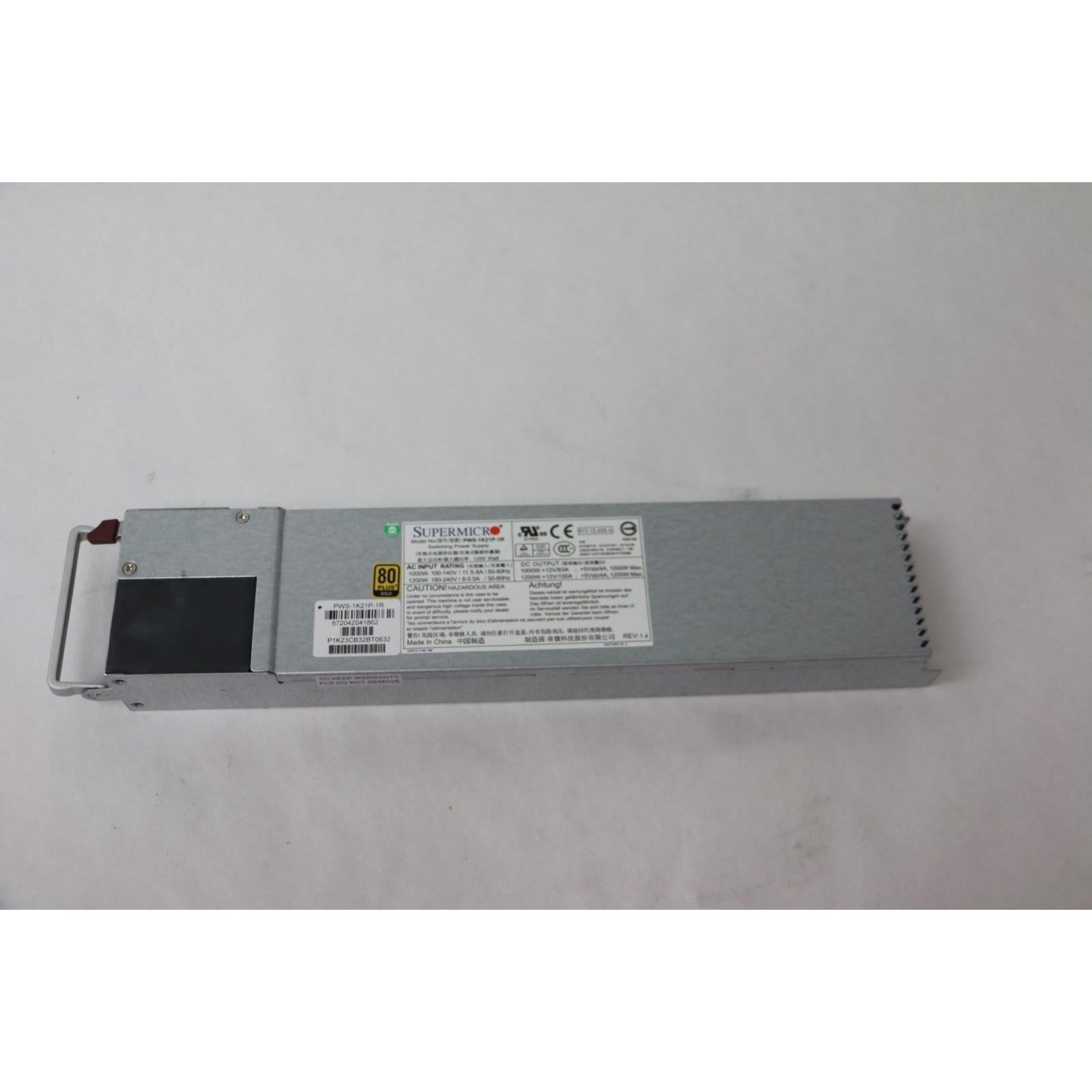 SuperMicro PWS-1K21P-1R 1200W 1U Redundant Server Power Supply 80 Plus Gold - AloinfoUSA